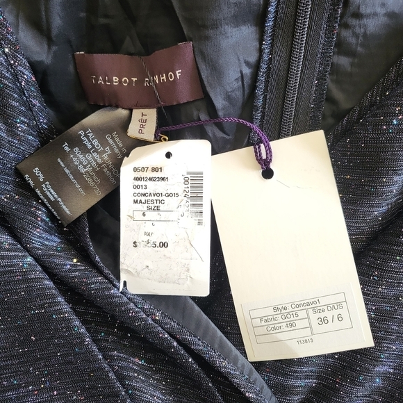 New Talbot Runhof Concavo1 Sprinkled Metallic Voile Wide Sleeve Midi Dress 6 US - Picture 17 of 17